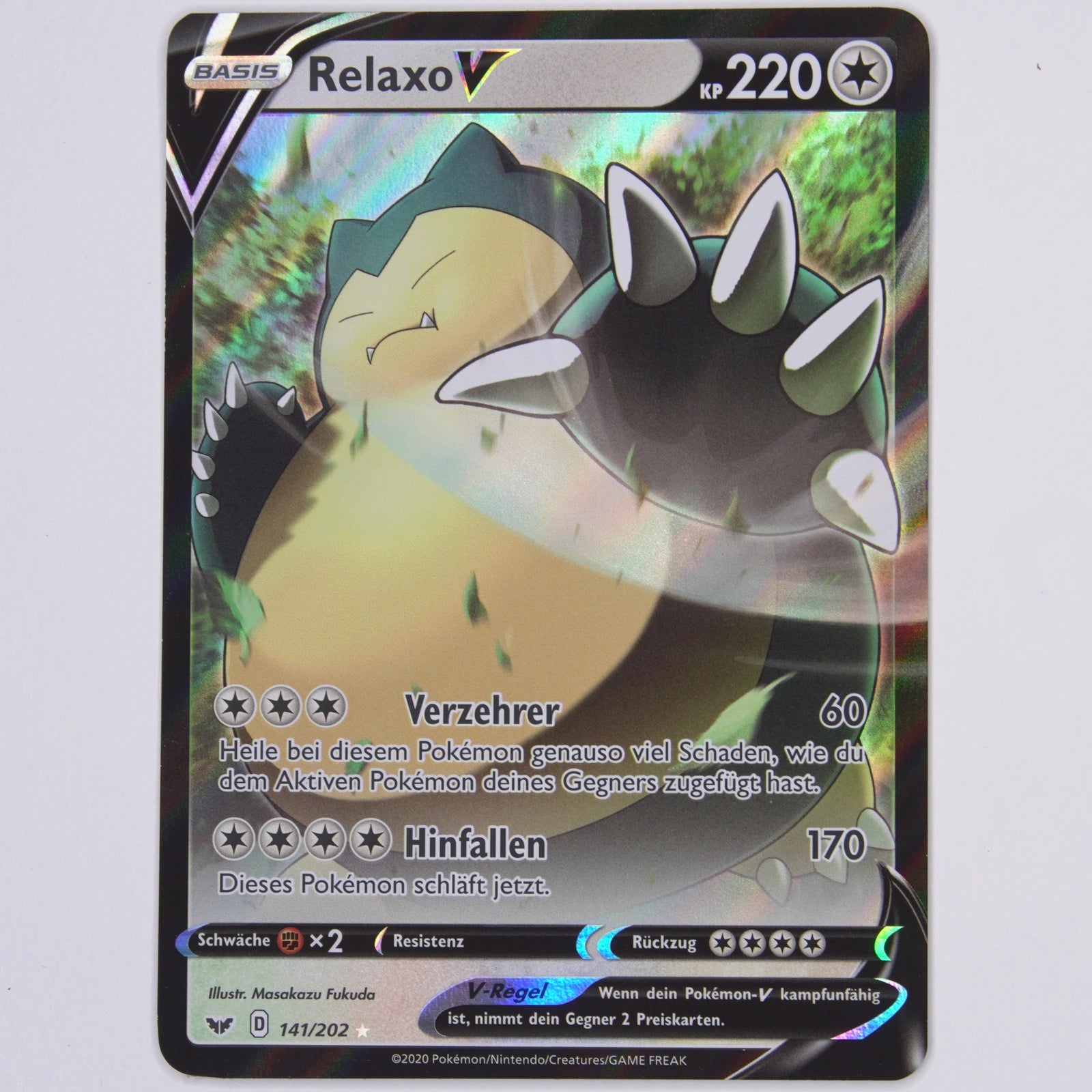 Relaxo V 141/202 Schwert & Schild Ultra Rare Pokémon TCG Deutsch Near Mint Vorderseite