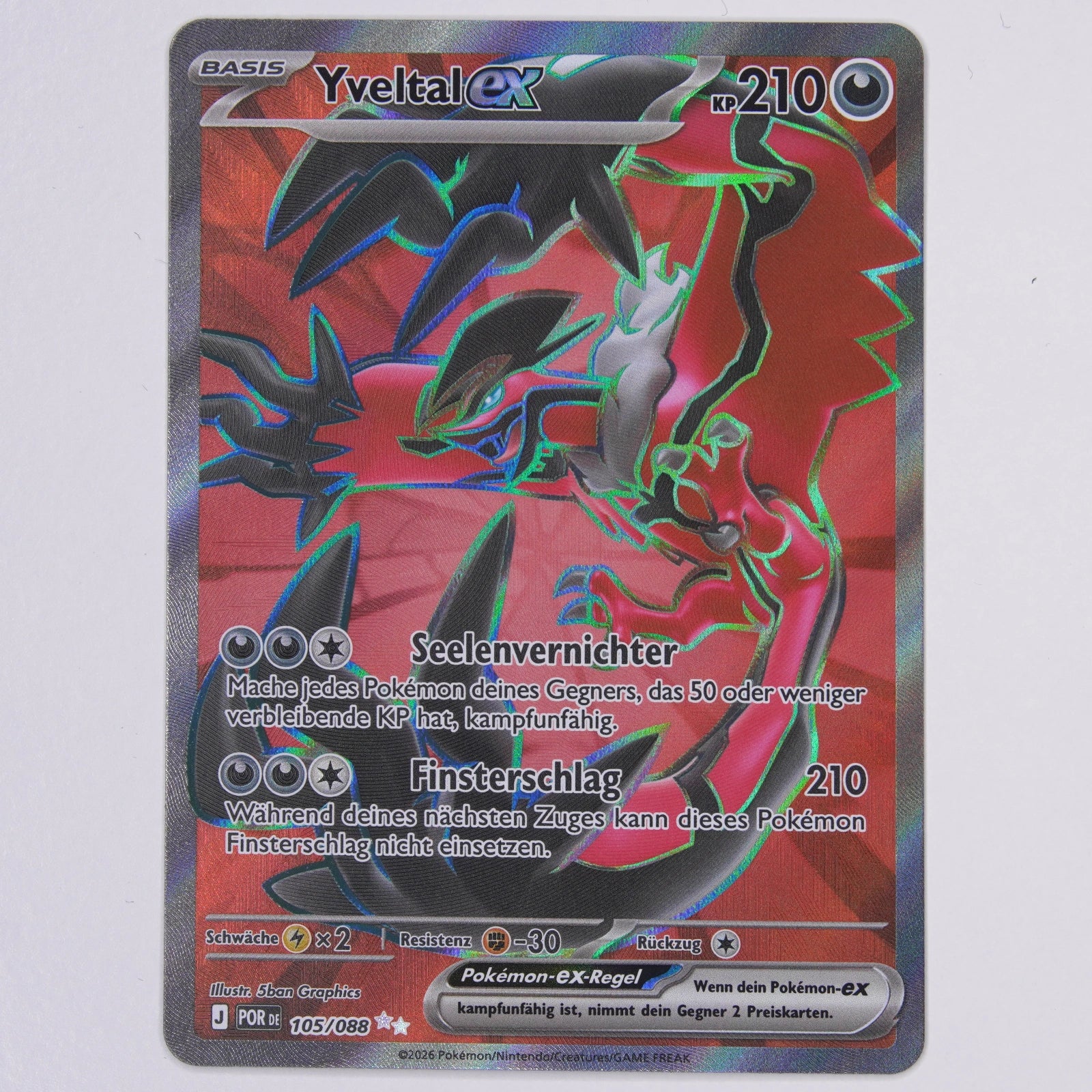 Yveltal ex 105/088 POR SR Pokémon TCG Deutsch Near Mint Vorderseite