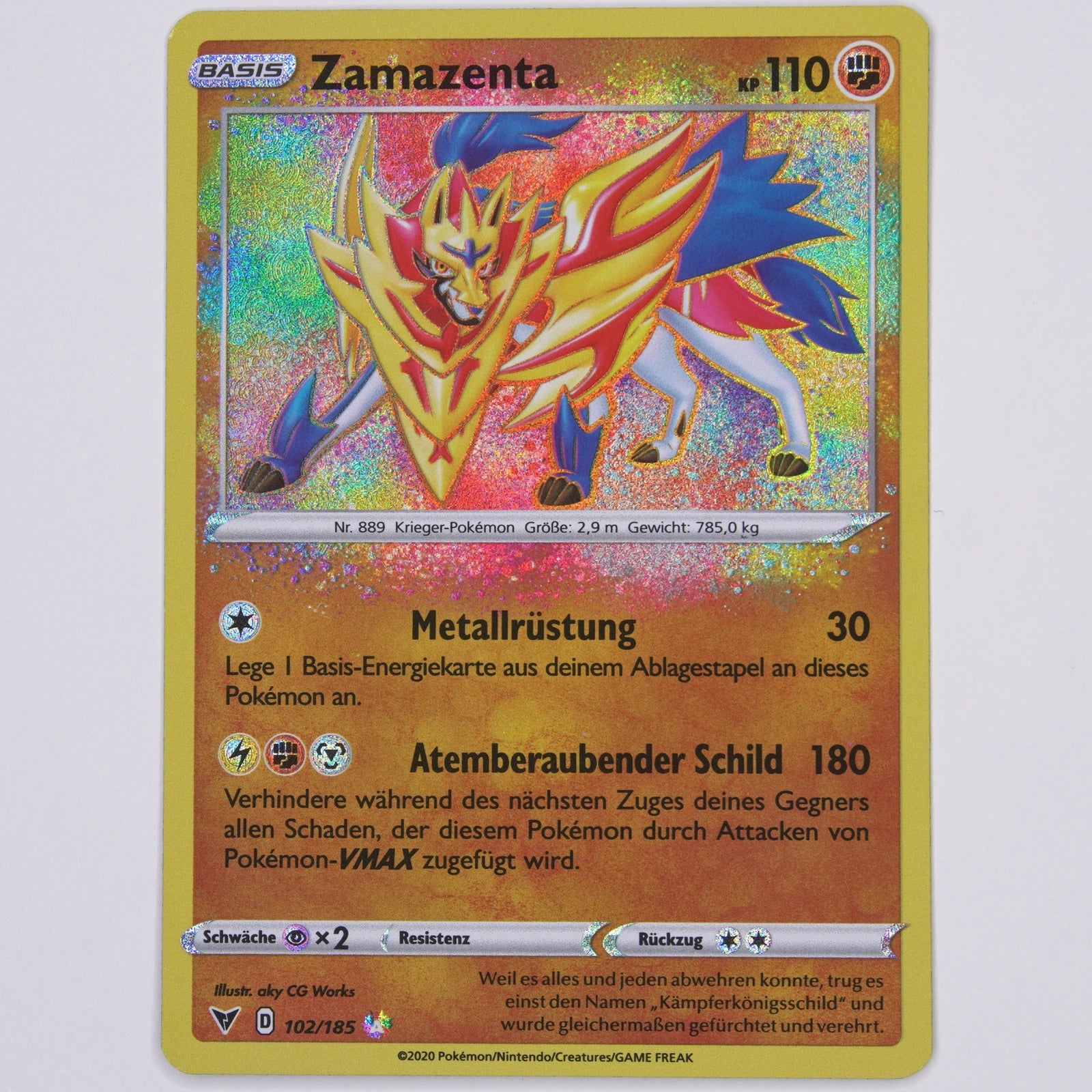 Zamazenta 102/185 Farbenschock Amazing Rare Pokémon TCG Deutsch Near Mint Vorderseite