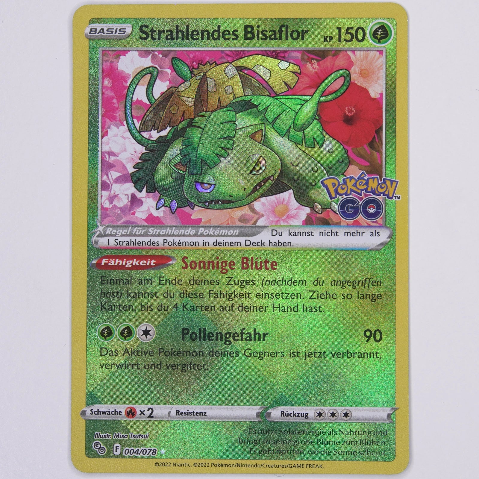 Strahlendes Bisaflor 004/078 Pokémon GO Radiant Rare Pokémon TCG Deutsch Near Mint Vorderseite