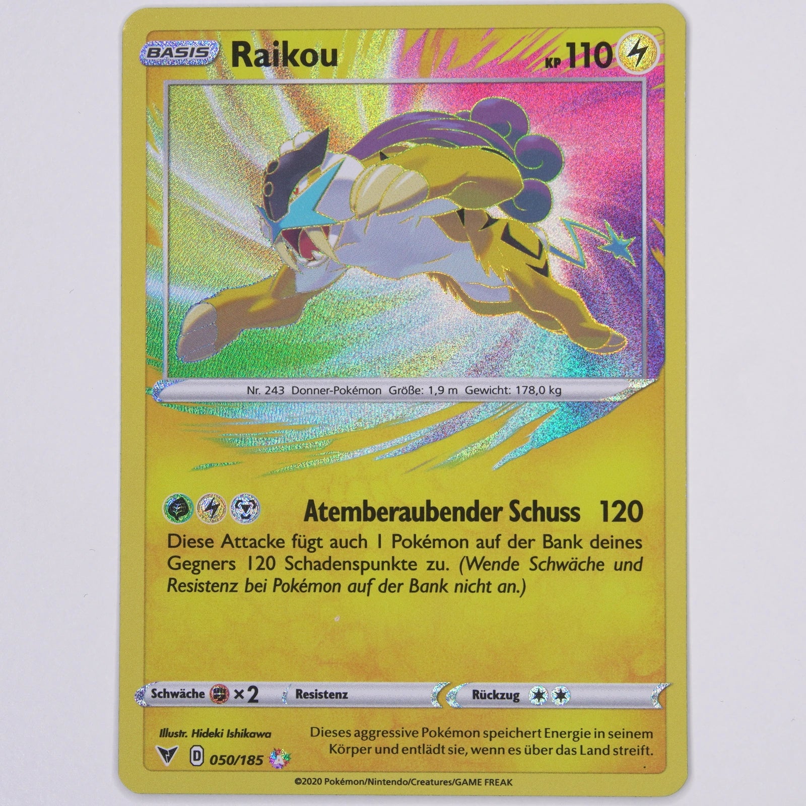 Raikou 050/185 Farbenschock Amazing Rare Pokémon TCG Deutsch Near Mint Vorderseite