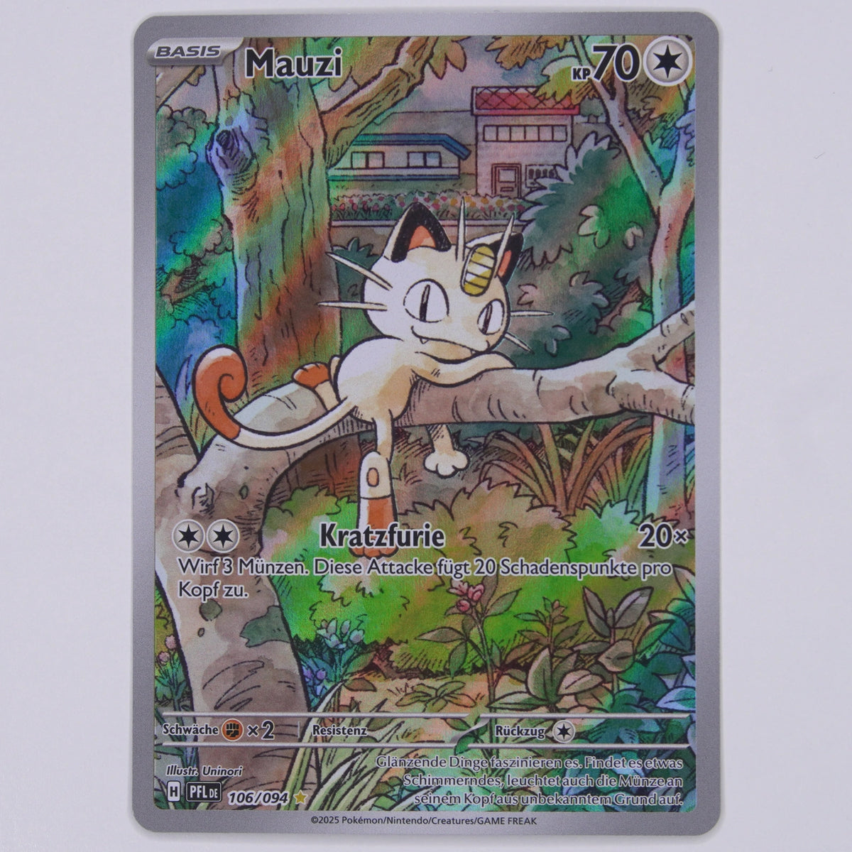 Mauzi 106/094 Illustration Rare Pokémon Karte Deutsch – Vorderseite