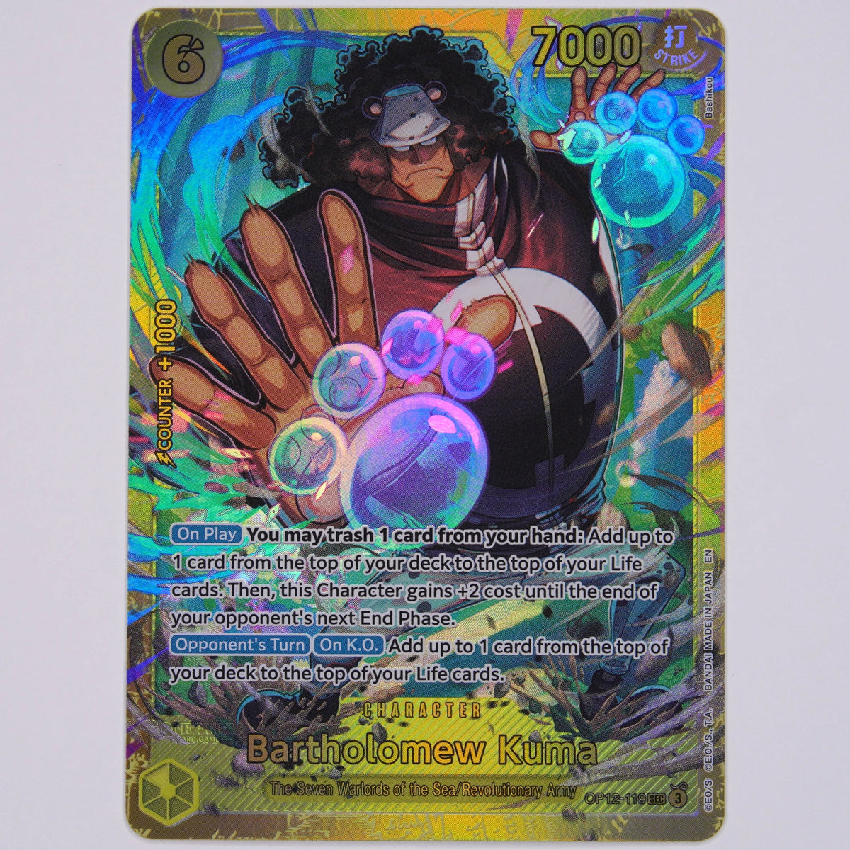 Bartholomew Kuma OP12-119 OP12 SEC One Piece Card Game Englisch Near Mint Vorderseite