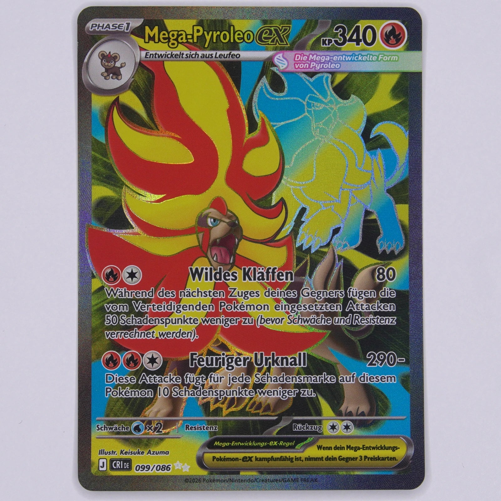 Mega-Pyroleo ex 099/086 CRI Special Illustration Rare Pokémon TCG Deutsch Near Mint Vorderseite