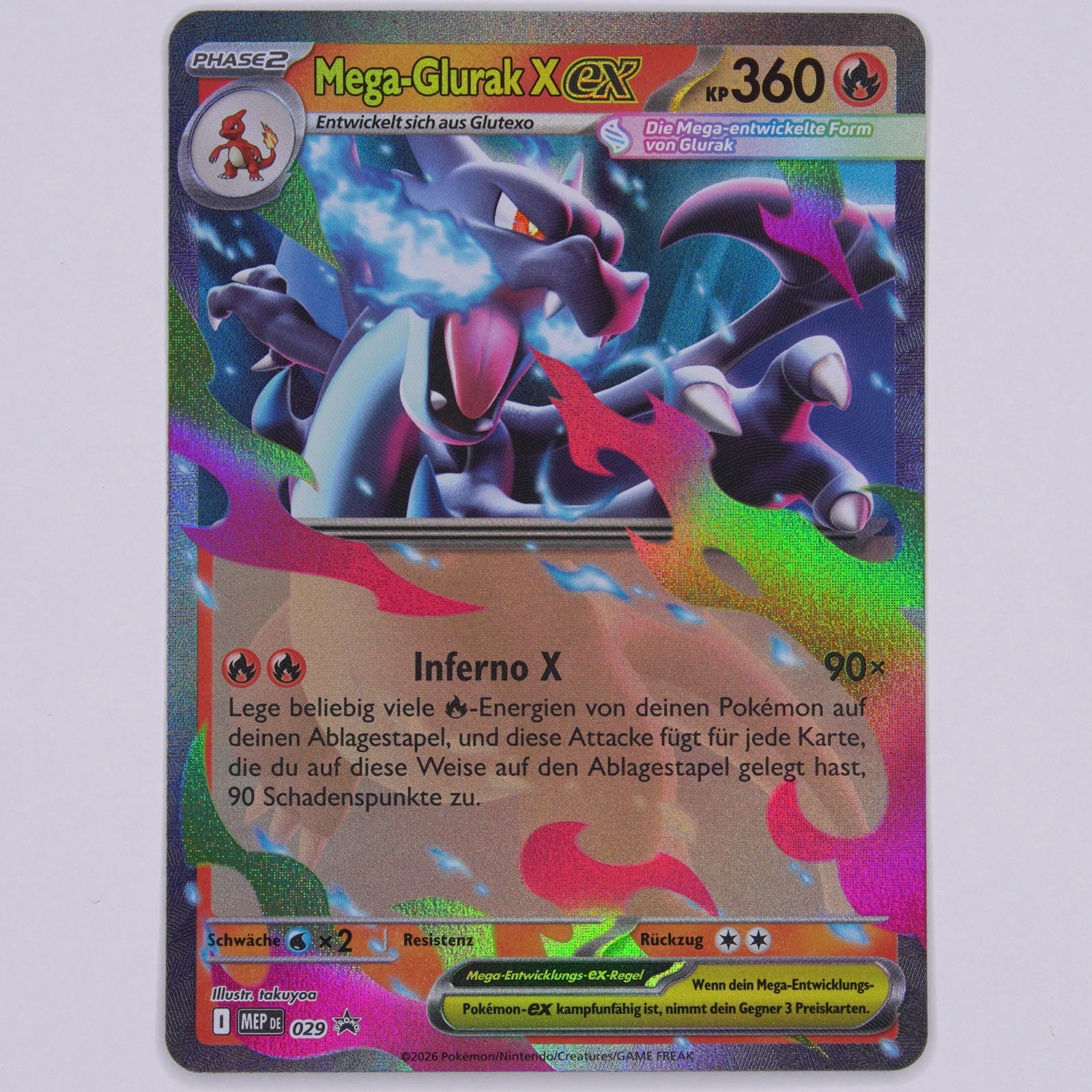 Mega-Glurak X ex 29 MEP Promo Pokémon TCG Deutsch Near Mint Vorderseite