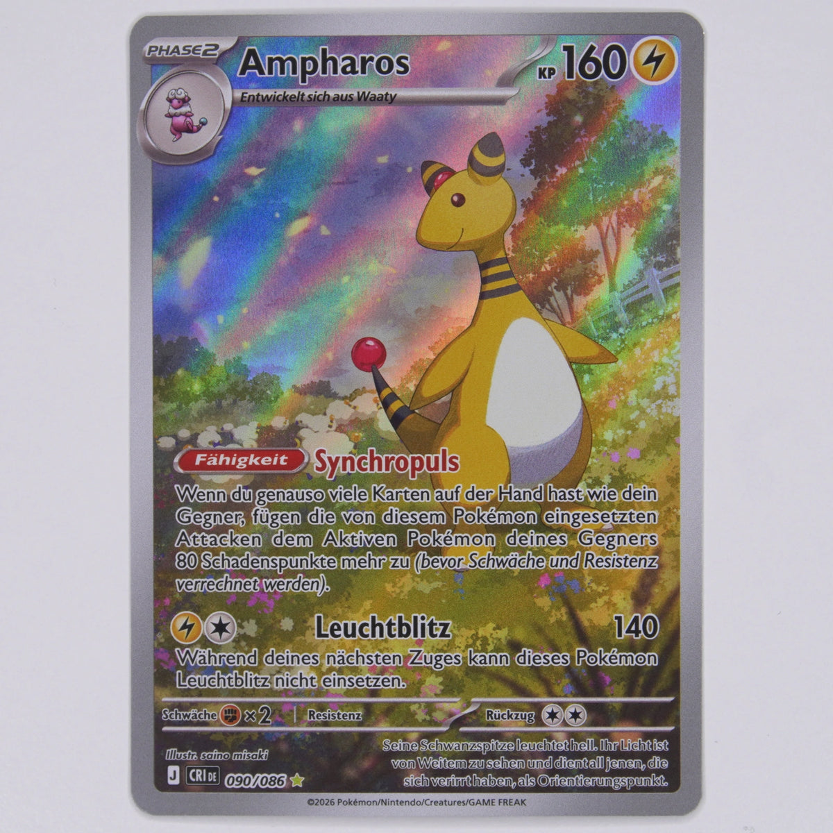 Vorderseite von Ampharos 090/086 in Near Mint