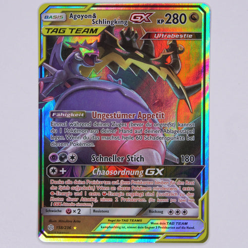 Vorderseite von Agoyon & Schlingking GX 158/236 Rare Holo GX in Near Mint