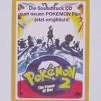 Originale Ancient-Mew-Zusatzkarte – Rückseite mit Pokémon 2 The Power of One und Soundtrack-CD-Werbung