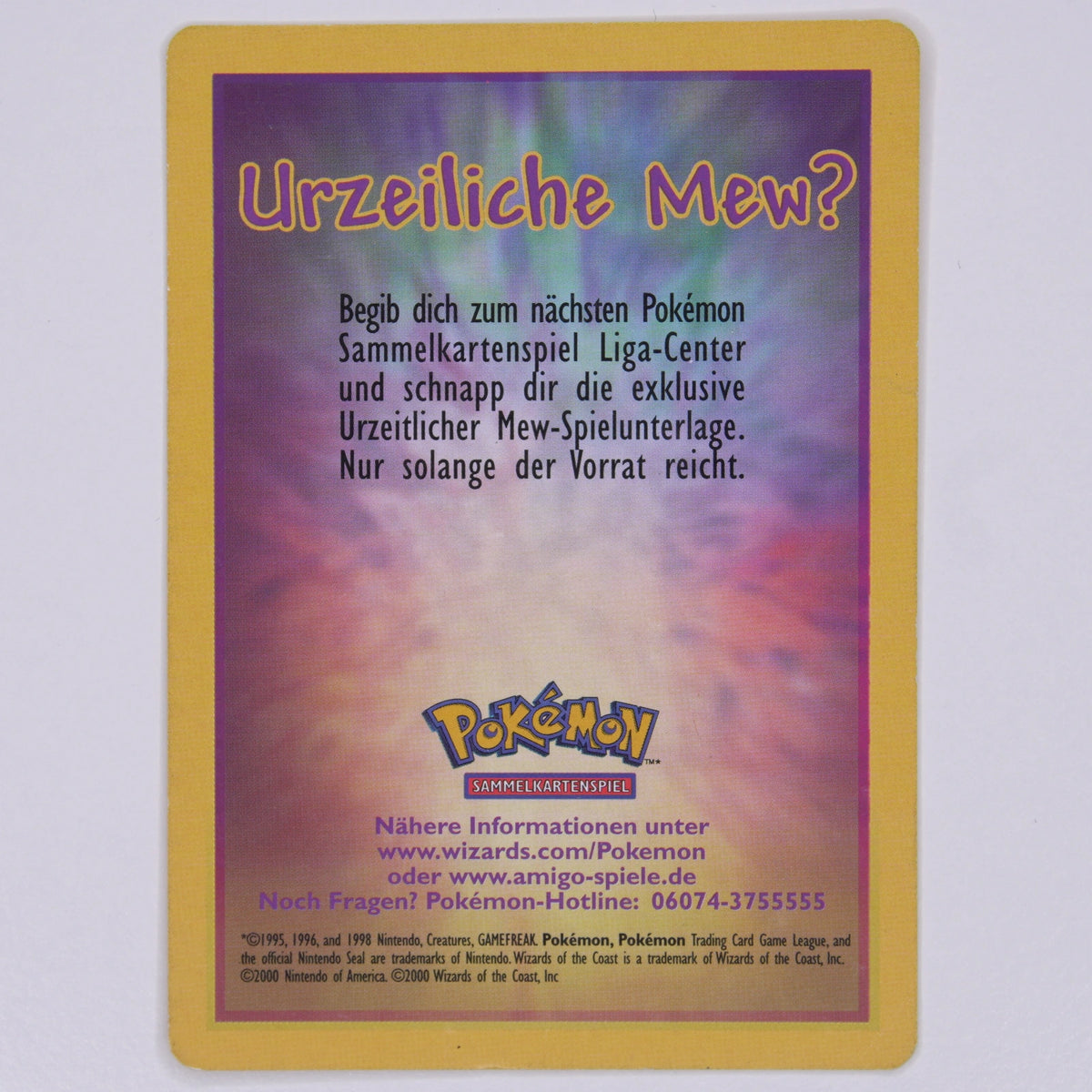 Originale deutschsprachige Ancient-Mew-Zusatzkarte – Vorderseite mit Urzeitliche Mew und Pokémon-Sammelkartenspiel-Informationen