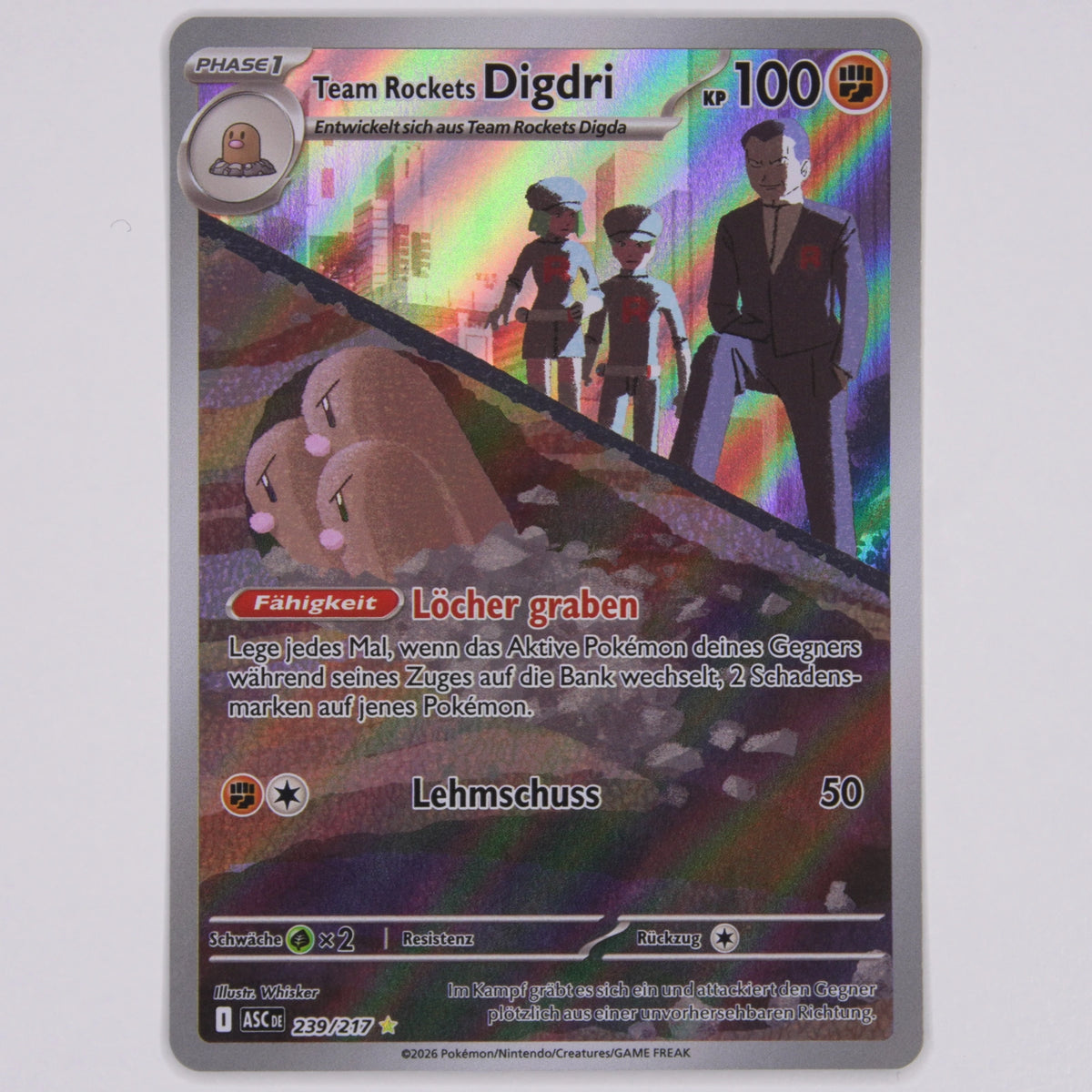 Vorderseite von Team Rockets Digdri 239/217 Illustration Rare in Near Mint (Deutsch)
