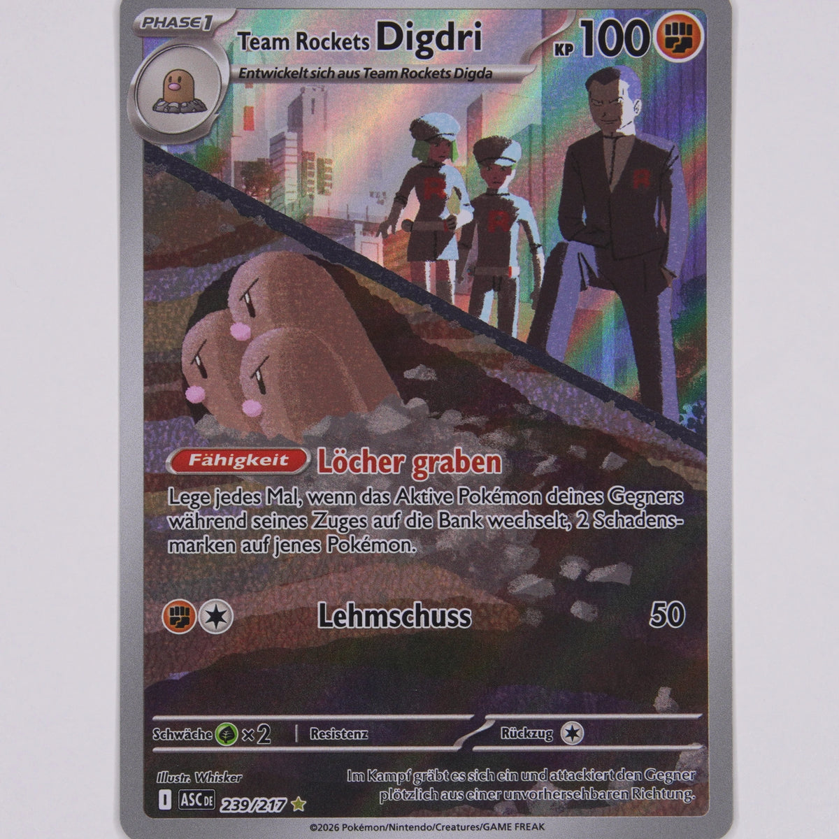 Vorderseite von Team Rockets Digdri 239/217 Illustration Rare in Near Mint (Deutsch)