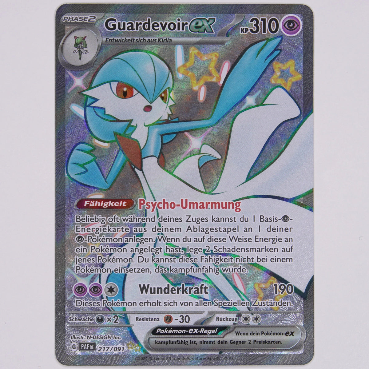 Vorderseite von Guardevoir ex 217/091 (Shiny Ultra Rare) in Near Mint (Deutsch)