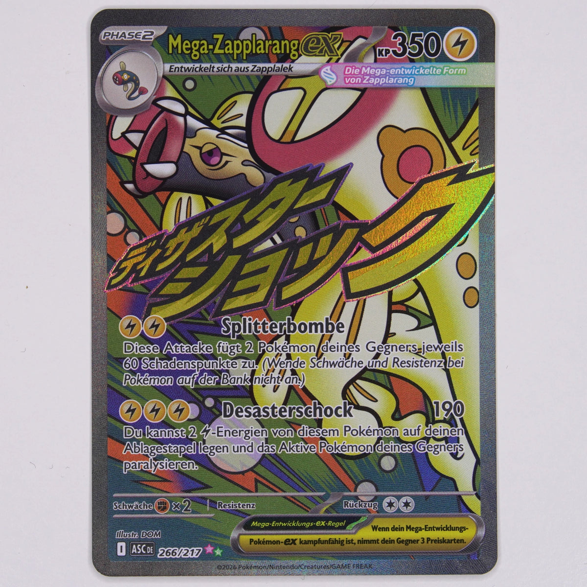 Vorderseite von Mega-Zapplarang ex 266/217 (Mega Attack Rare) in Near Mint (Deutsch)