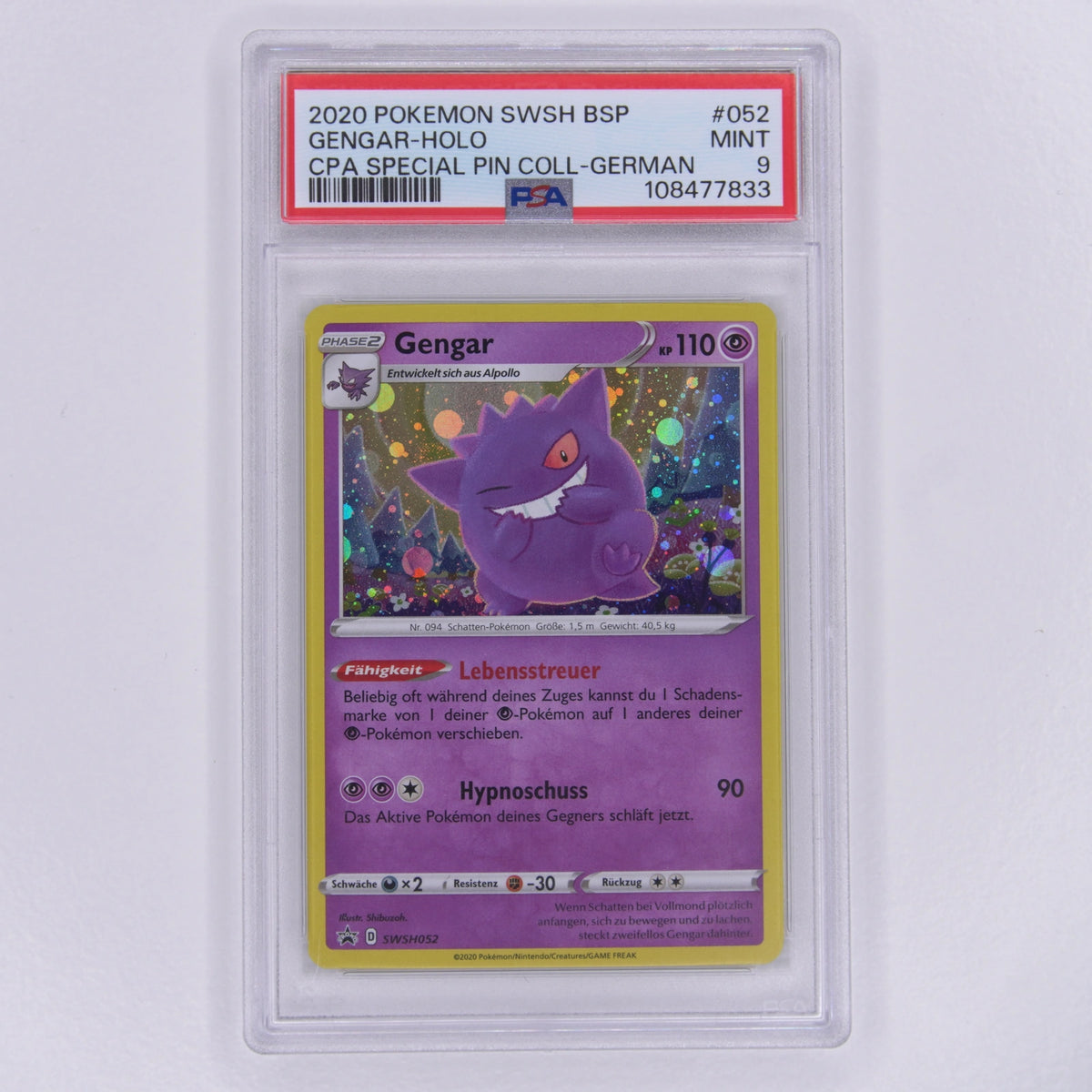 Gengar SWSH052 Holo Promo PSA 9 – Vorderseite