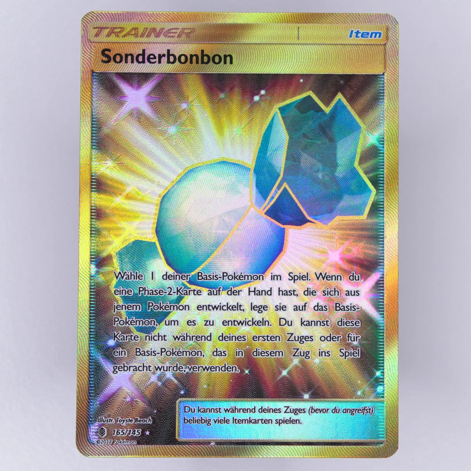 Sonderbonbon 165/145 Guardians Rising / Stunde der Wächter Gold Secret Rare / Secret Rare Pokémon TCG Deutsch Near Mint Vorderseite