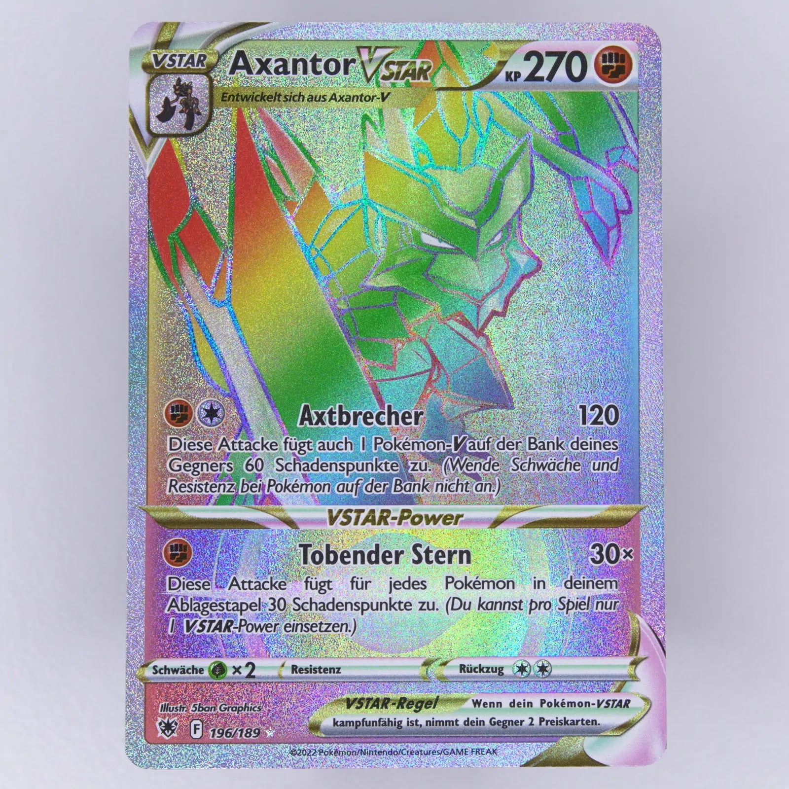Axantor VSTAR 196/189 Astralglanz / Astral Radiance Rainbow Rare / Secret Rare Pokémon TCG Deutsch Near Mint Vorderseite