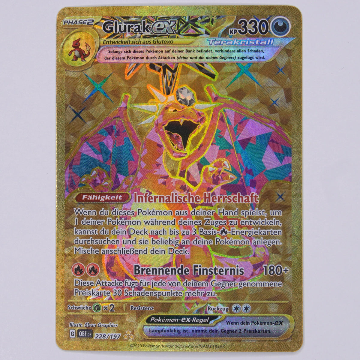 Glurak ex 228/197 Hyper Rare Pokémon Karte Deutsch – Vorderseite