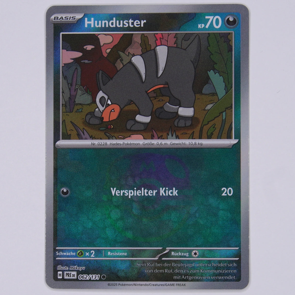 Hunduster 062/131 Common Poké Ball Reverse Holo Pokémon Karte Deutsch – Vorderseite
