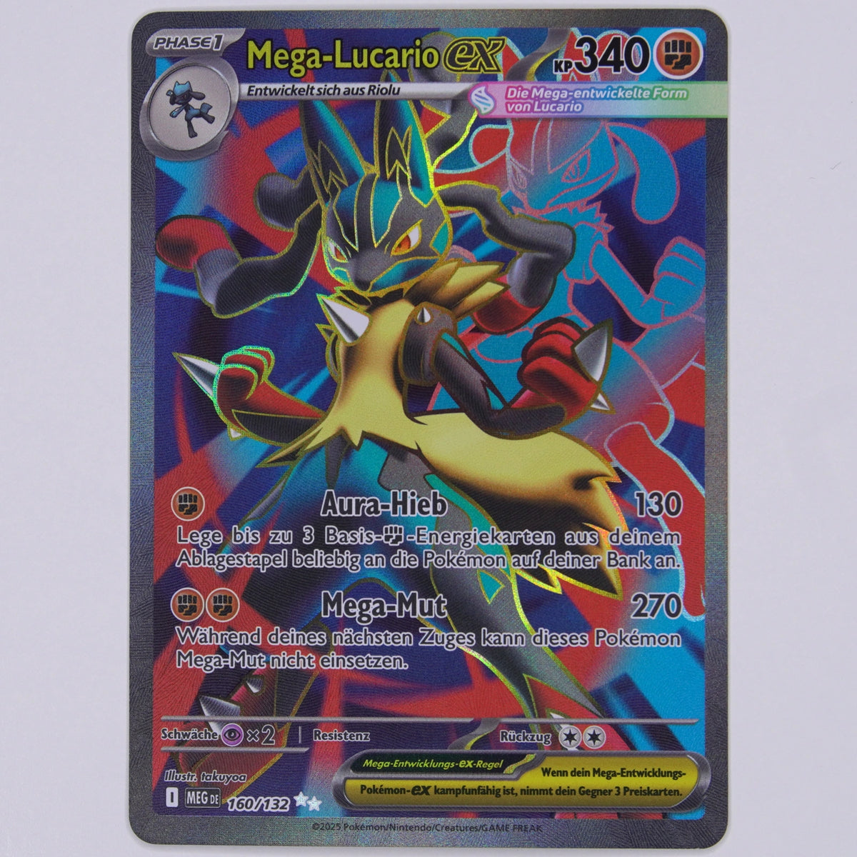 Mega-Lucario ex 160/132 Ultra Rare Pokémon Karte Deutsch – Vorderseite